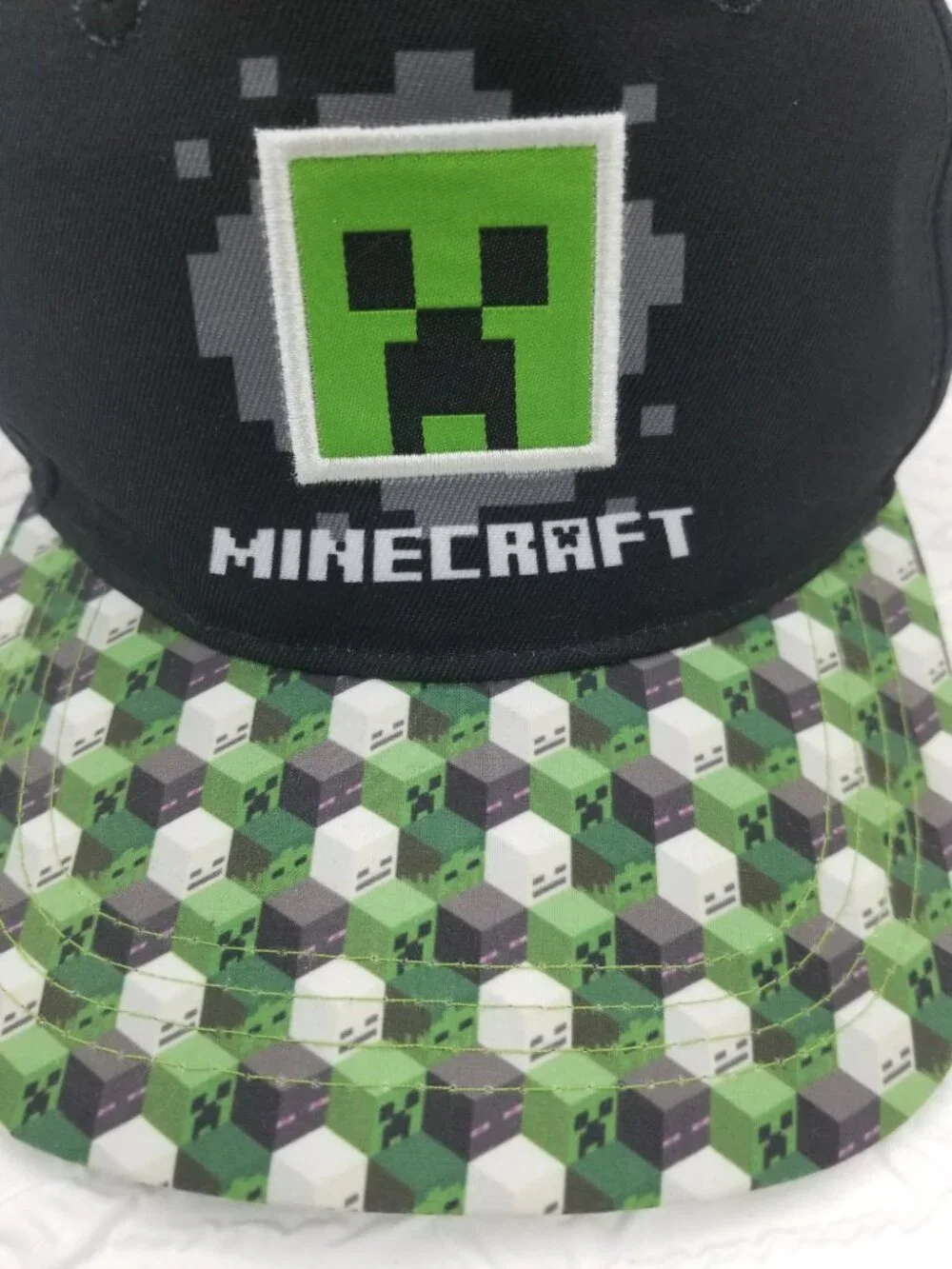 Minecraft Baseball Cap Pixelated Green Creeper Face and Logo Green 2021